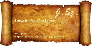 Janek Szilviusz névjegykártya